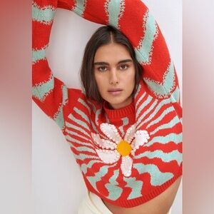 Zara Jacquard Floral Knit Sweater